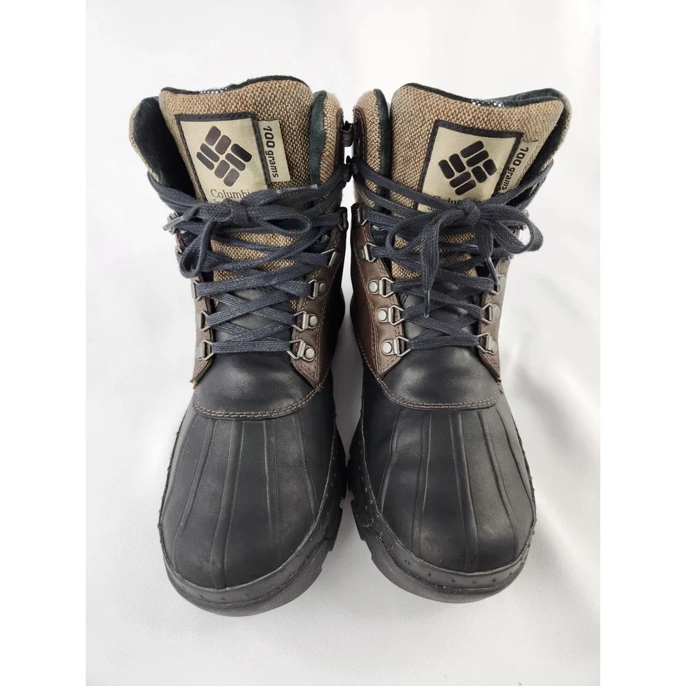 COLUMBIA BUGABOOT Thermal Lining Omni-Heat Men 9 Waterproof Boots Leather Rubber